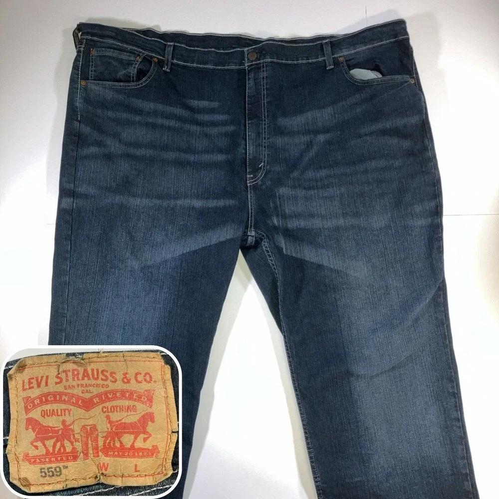 Levi's 559 Jeans Mens 50x30 Relaxed Straight Dark Wash Stretch Denim